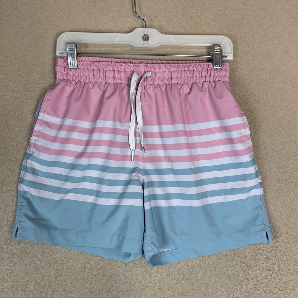 Chubbies Swim Short Mens S Multicolor Striped Elastic Waist Lined Trunk 5.5"